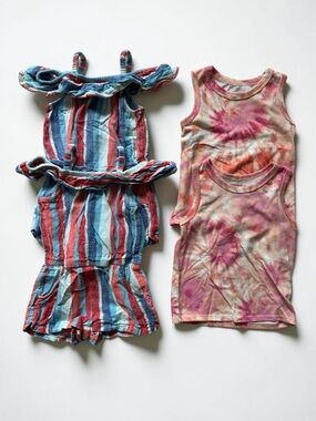 Cat & Jack 18M Toddler Girl Outfit Bundle Tie Dye Tank + Striped Romper Set